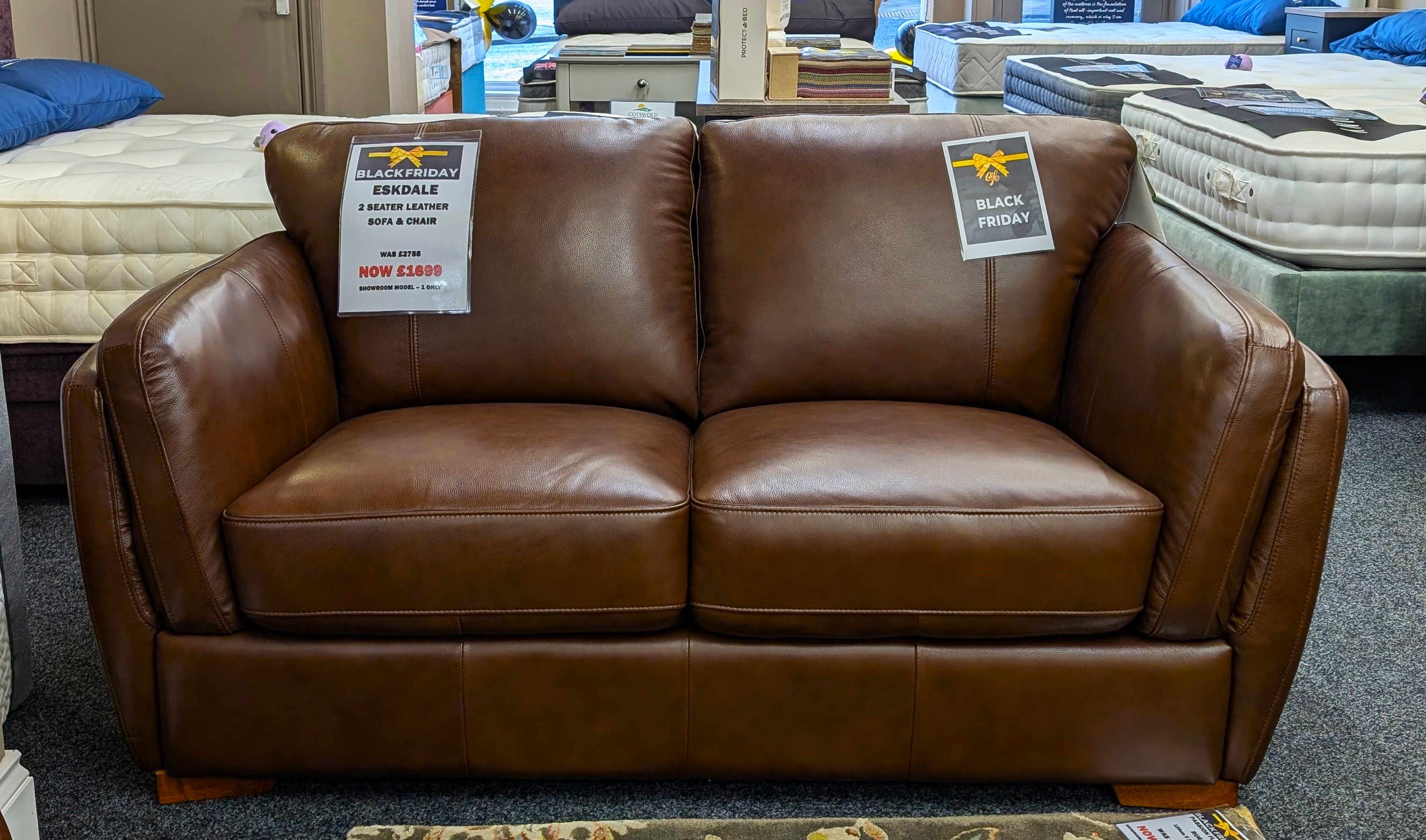 2 Seater Leather Sofa & Chair